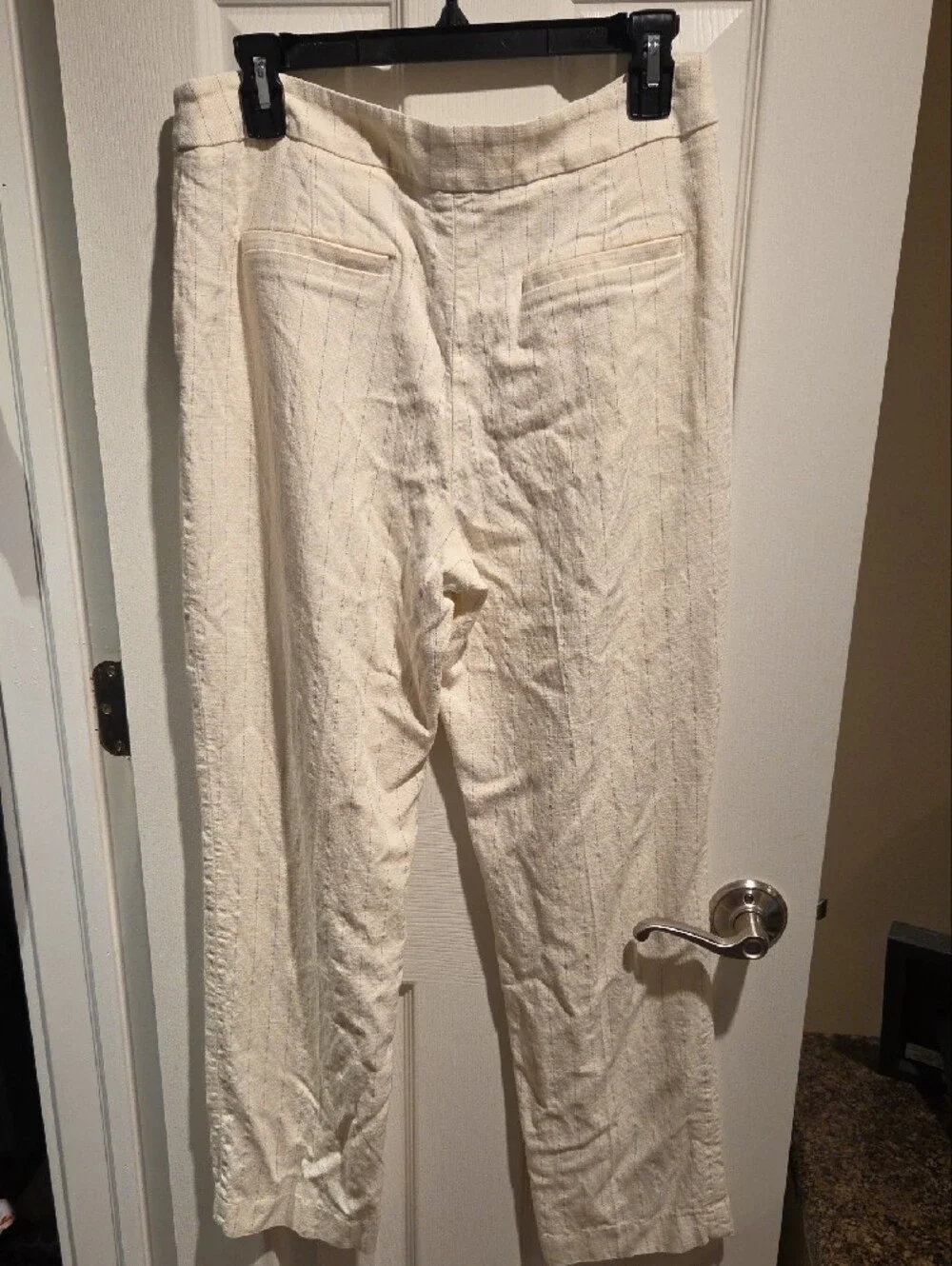 H&M Cream Straight-Leg Pinstripe Pants